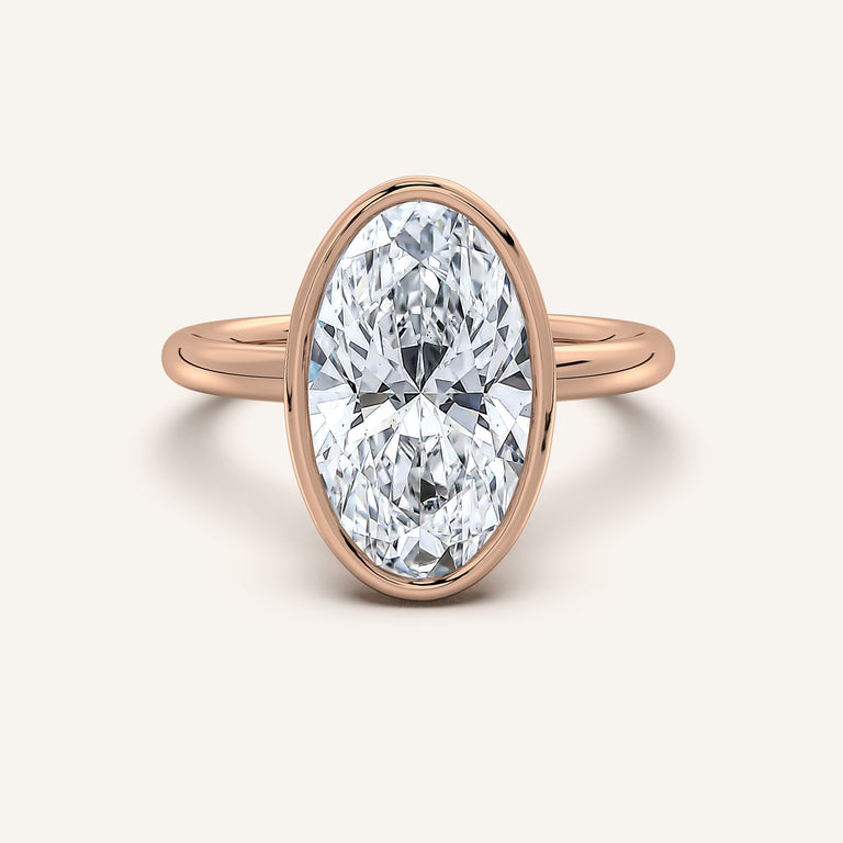 Image for Moval Bezel Set Engagement Ring | 14k Rose Gold