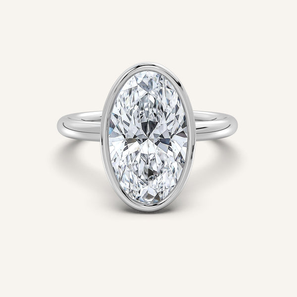 Moval Bezel Set Engagement Ring | Platinum