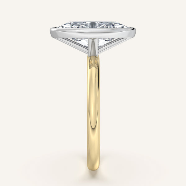 Moval Bezel Set Engagement Ring | 14k Two Tone