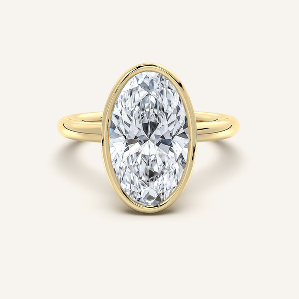 Moval Bezel Set Engagement Ring | 18k Yellow Gold