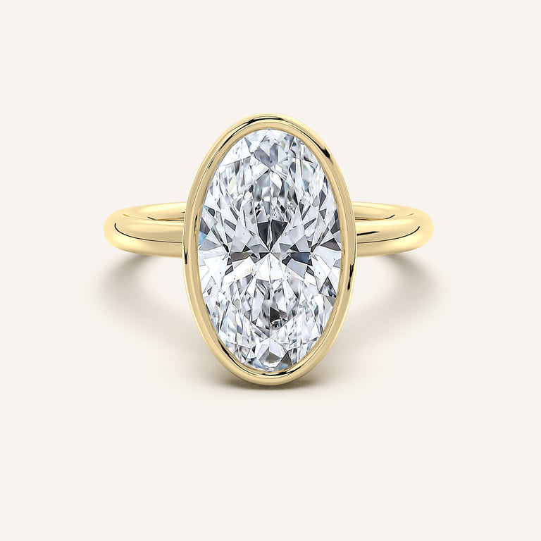Image for Bezel Set Moval Engagement Ring | 18k Yellow Gold
