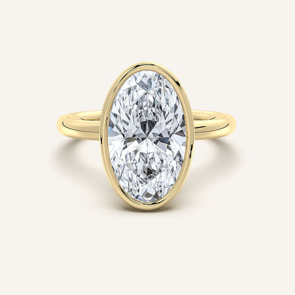Moval Bezel Set Engagement Ring | 14k Yellow Gold