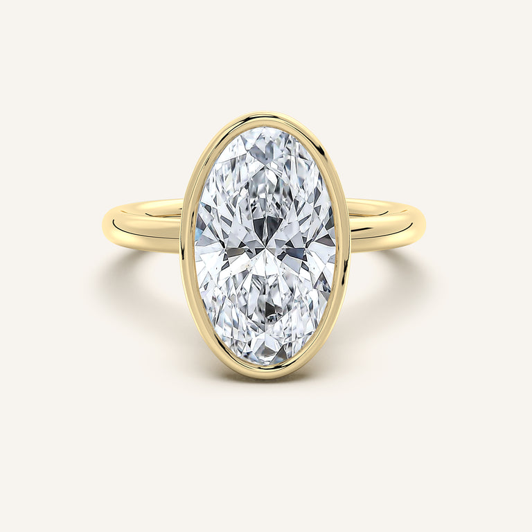 Image for Moval Bezel Set Engagement Ring | 14k Yellow Gold