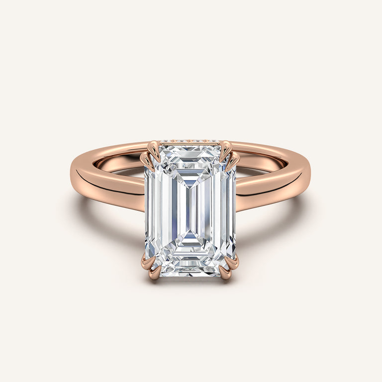 Image for Double Claw Hidden Halo Engagement Ring | 14k Rose Gold