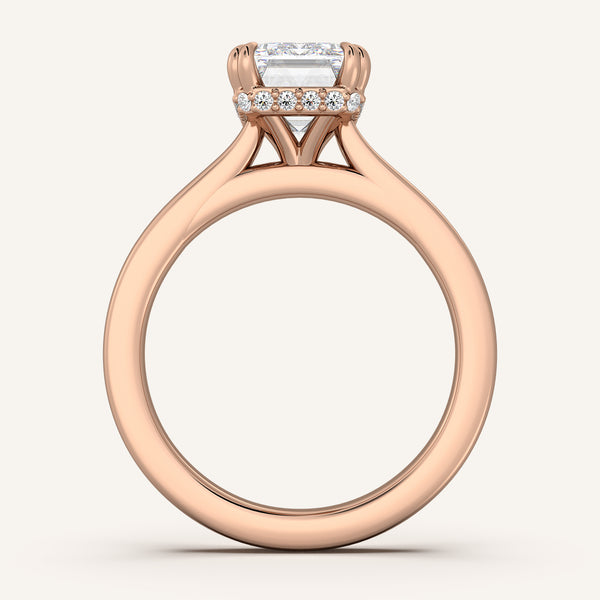 Double Claw Hidden Halo Engagement Ring | 14k Rose Gold