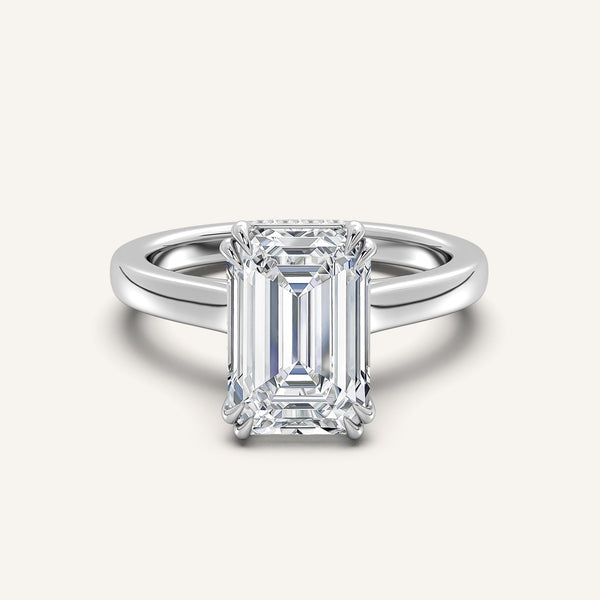Double Claw Hidden Halo Engagement Ring | 14k White Gold