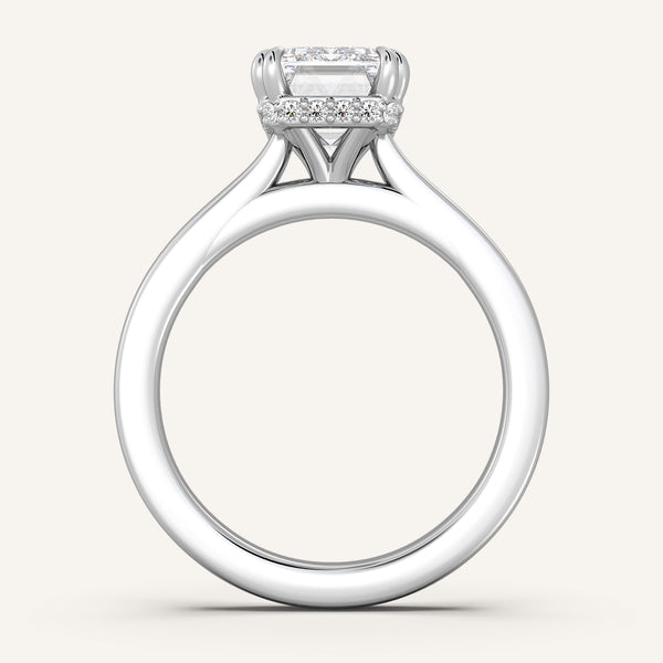 Double Claw Hidden Halo Engagement Ring | 14k White Gold