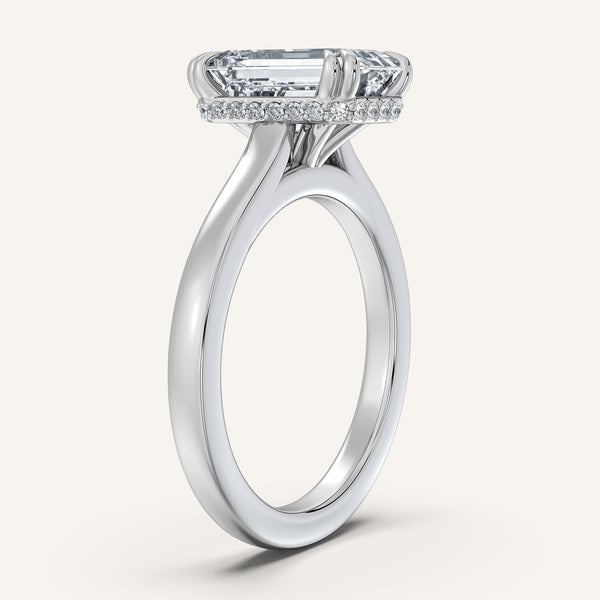 Emerald Double Claw Engagement Ring | 18k White Gold
