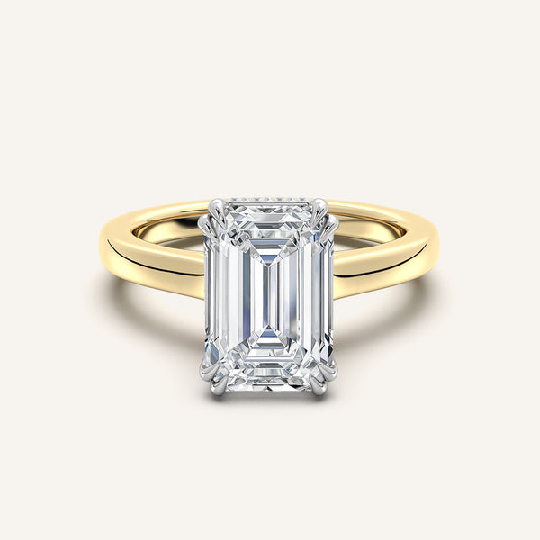 Double Claw Hidden Halo Engagement Ring | 14k Two Tone