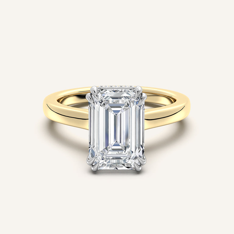 Image for Double Claw Hidden Halo Engagement Ring | 18k Two Tone
