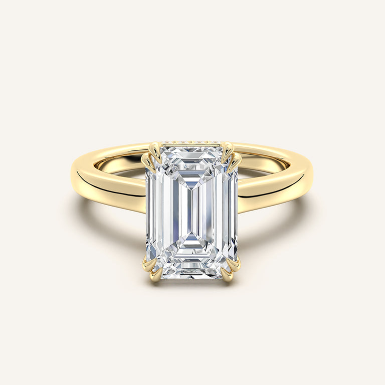 Image for Double Claw Hidden Halo Engagement Ring | 14k Yellow Gold