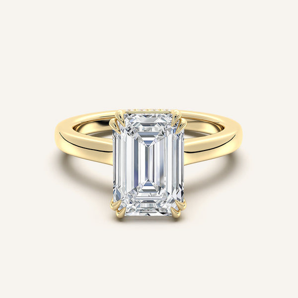 Emerald Double Claw Engagement Ring | 18k Yellow Gold