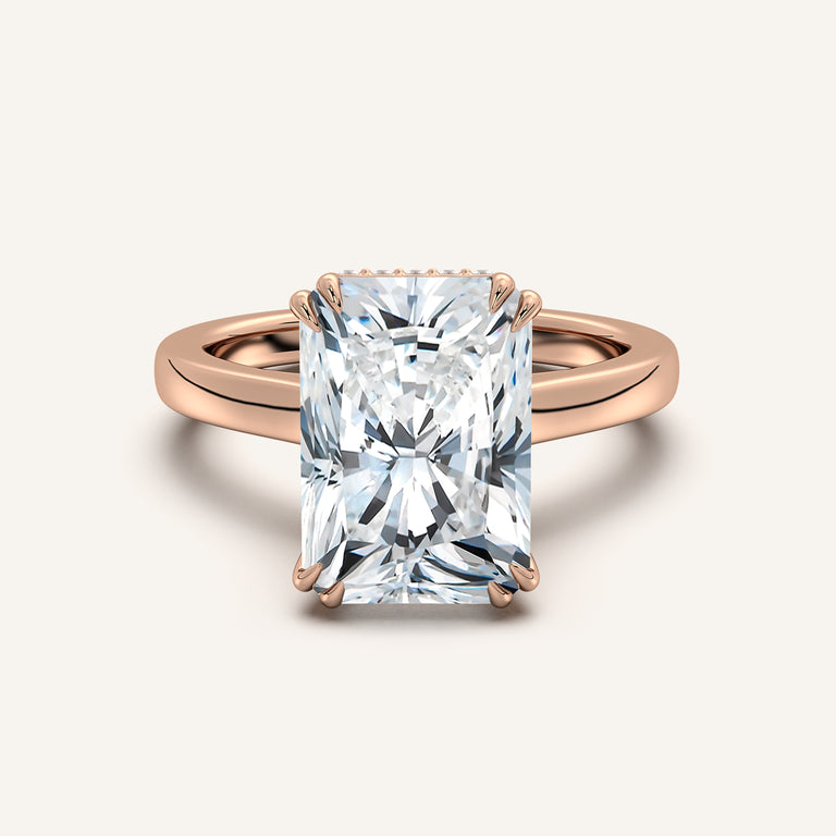 Image for Double Claw Hidden Halo Engagement Ring | 18k Rose Gold