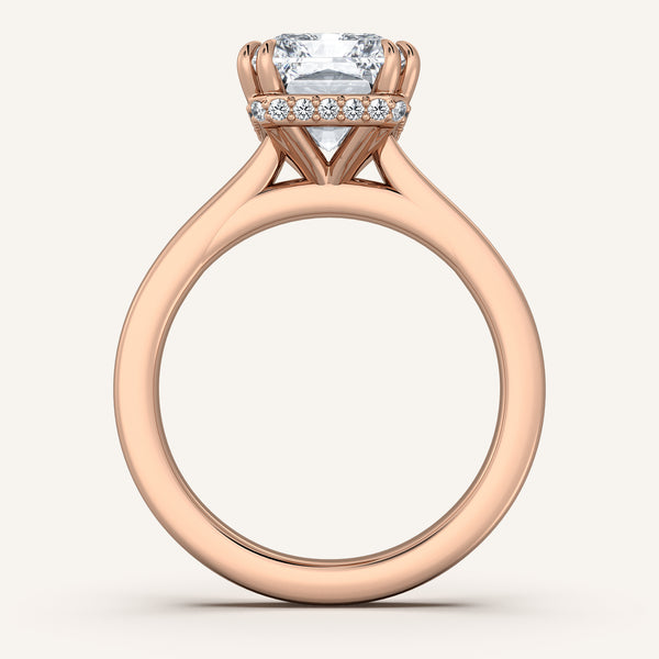 Double Claw Hidden Halo Engagement Ring | 18k Rose Gold