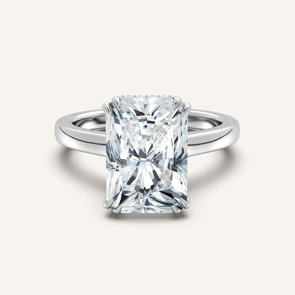 Double Claw Hidden Halo Engagement Ring | Platinum