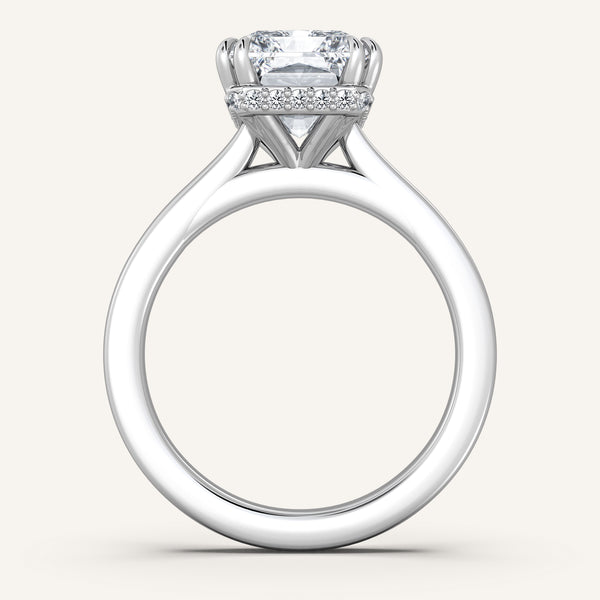 Double Claw Hidden Halo Engagement Ring | 18k White Gold