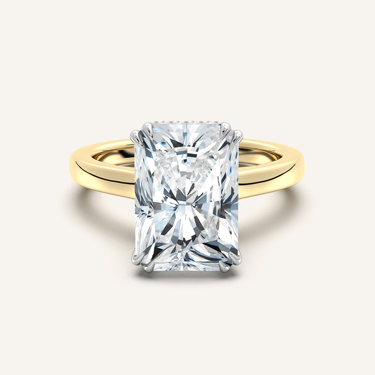 Image for Double Claw Hidden Halo Engagement Ring | 18k Two Tone