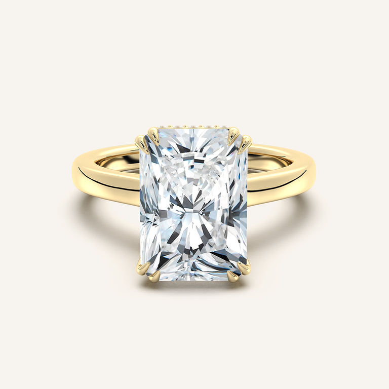 Image for Double Claw Hidden Halo Engagement Ring | 18k Yellow Gold