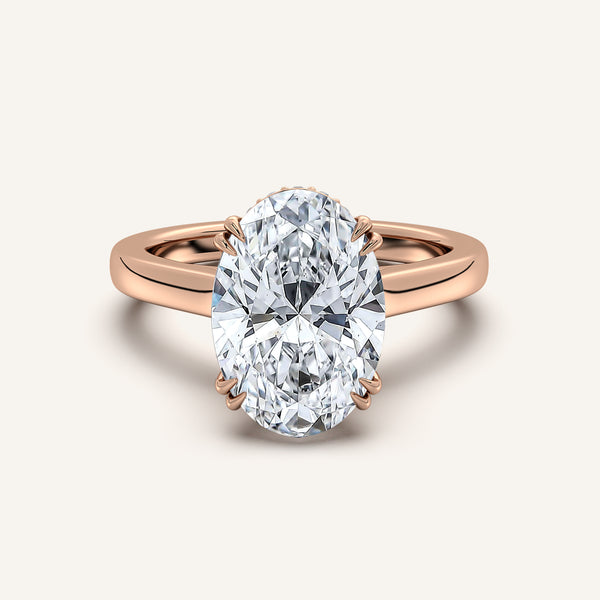 Double Claw Hidden Halo Engagement Ring | 14k Rose Gold