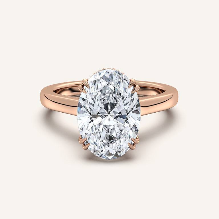 Image for Double Claw Hidden Halo Engagement Ring | 18k Rose Gold