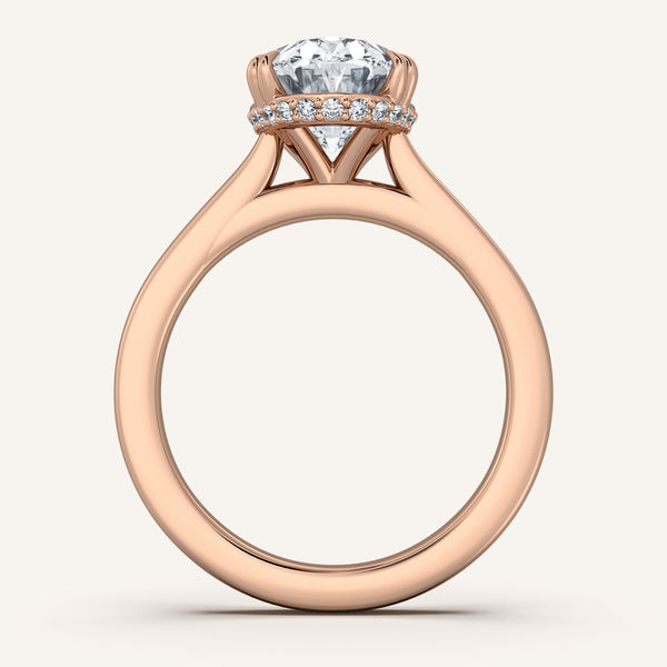 Double Claw Hidden Halo Engagement Ring | 18k Rose Gold
