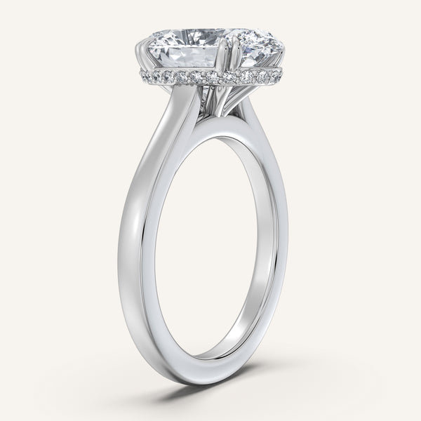 Oval Double Claw Engagement Ring | 14k White Gold