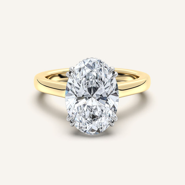Double Claw Hidden Halo Engagement Ring | 14k Two Tone