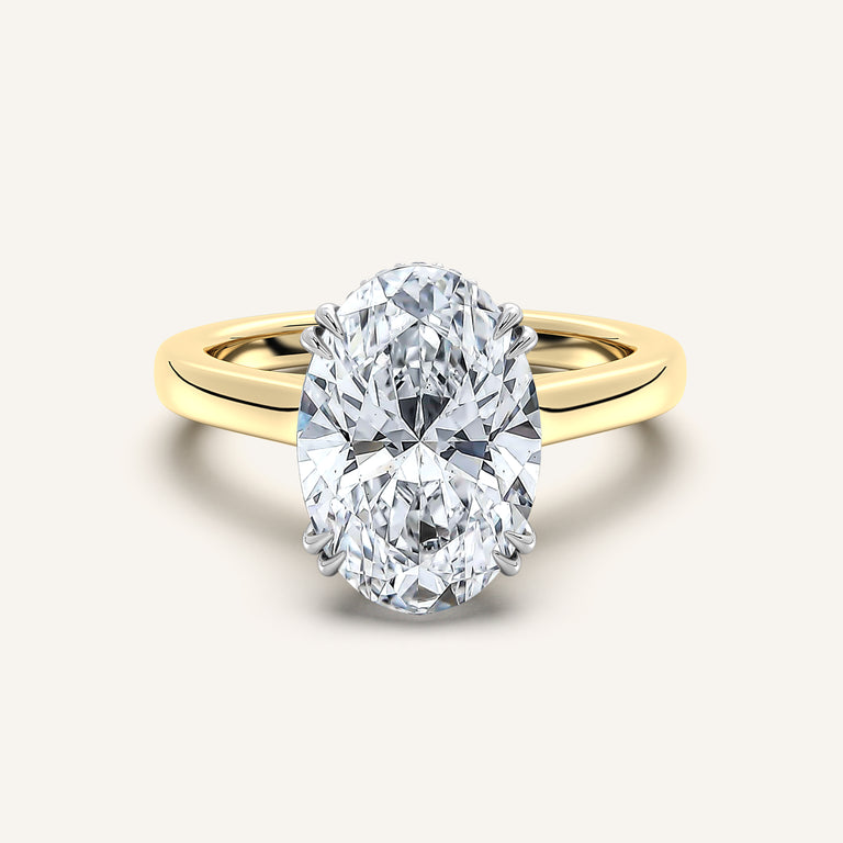 Image for Double Claw Hidden Halo Engagement Ring | 14k Two Tone