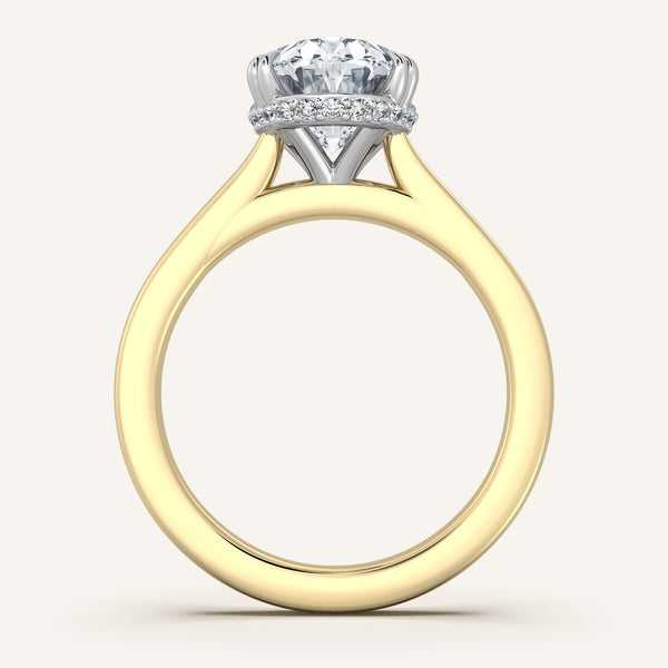 Double Claw Hidden Halo Engagement Ring | 18k Two Tone