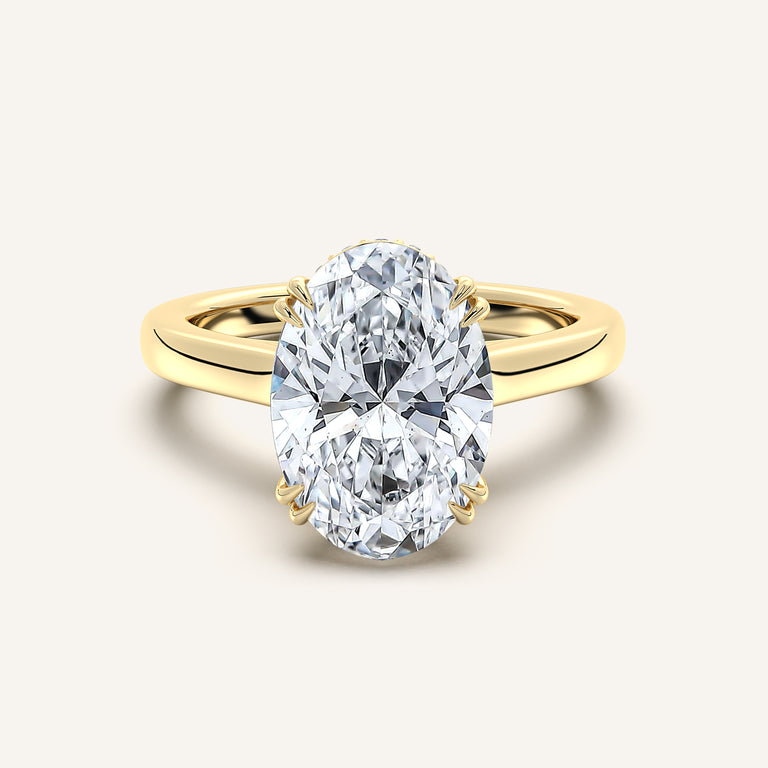 Image for Double Claw Hidden Halo Engagement Ring | 18k Yellow Gold