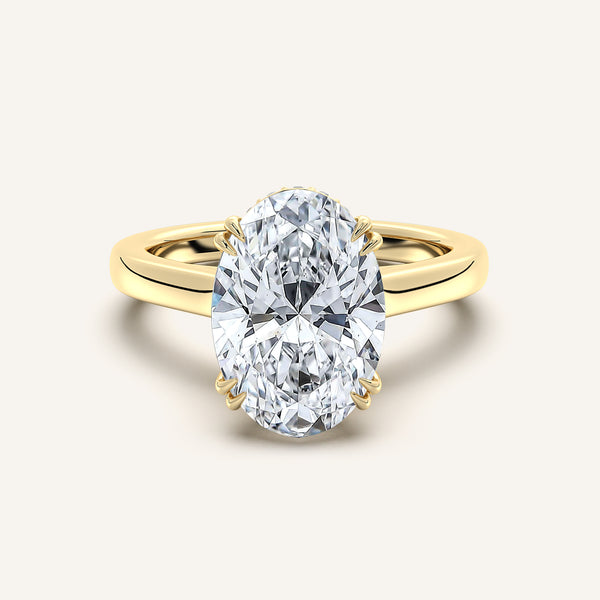Oval Double Claw Engagement Ring | 18k Yellow Gold