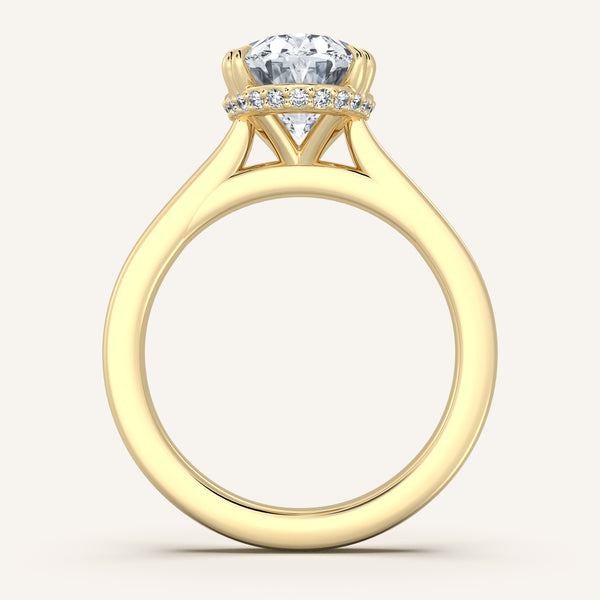 Double Claw Hidden Halo | 14k Yellow Gold