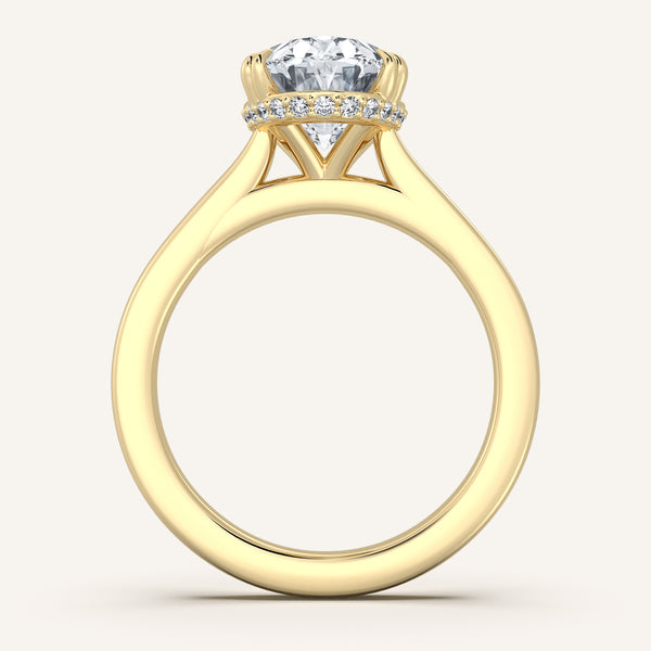 Oval Double Claw Engagement Ring | 18k Yellow Gold