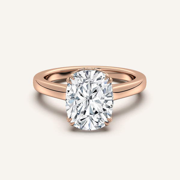 Double Claw Hidden Halo Engagement Ring | 14k Rose Gold