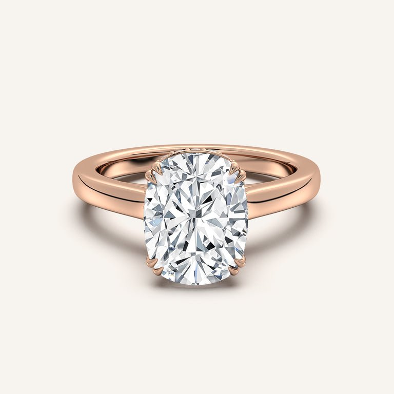 Image for Double Claw Hidden Halo Engagement Ring | 14k Rose Gold