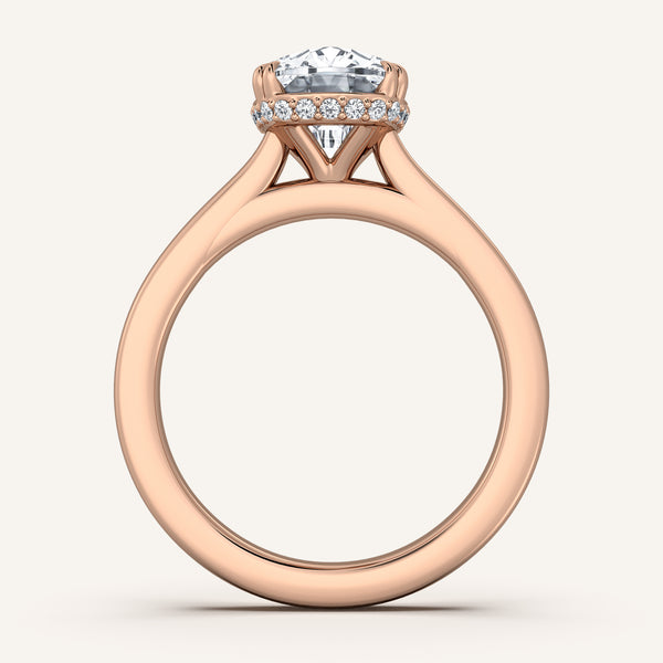 Double Claw Hidden Halo Engagement Ring | 18k Rose Gold