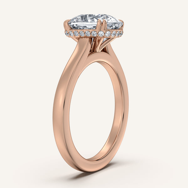 Cushion Double Claw Engagement Ring | 14k Rose Gold
