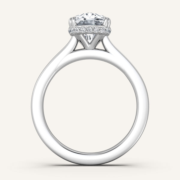 Double Claw Hidden Halo Engagement Ring | 14k White Gold