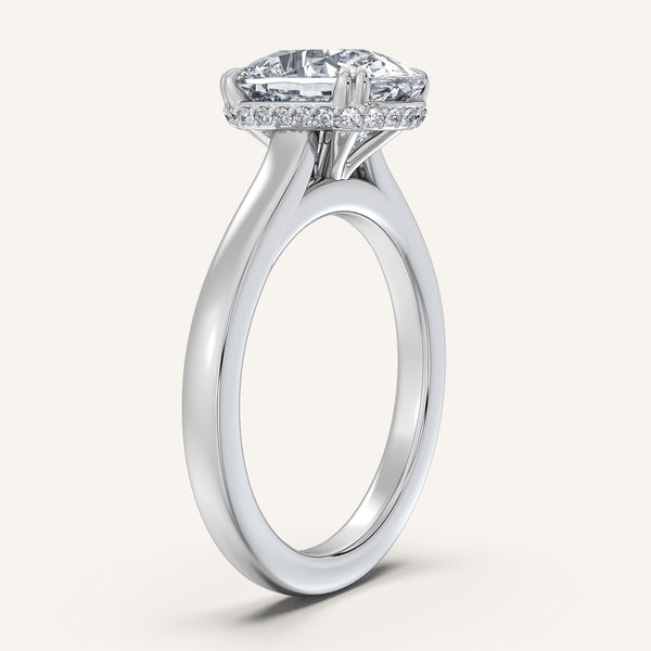 Cushion Double Claw Engagement Ring | 14k White Gold