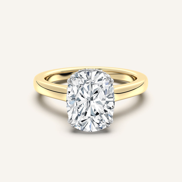 Image for Double Claw Hidden Halo Engagement Ring | 14k Two Tone