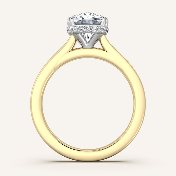 Double Claw Hidden Halo Engagement Ring | 18k Two Tone