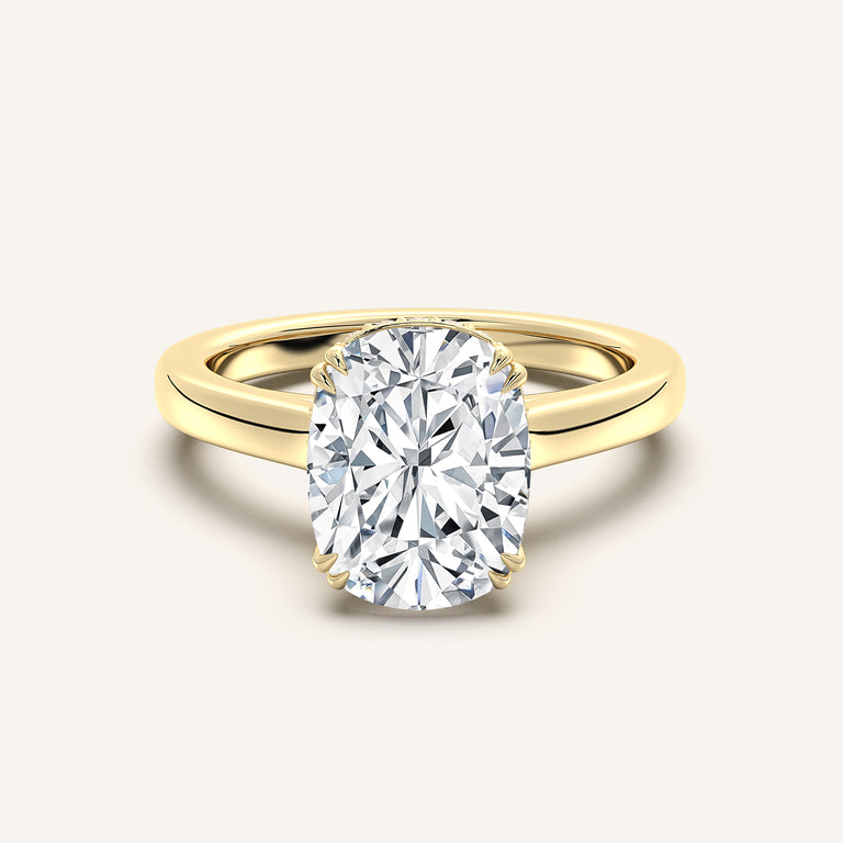 Image for Double Claw Hidden Halo Engagement Ring | 18k Yellow Gold