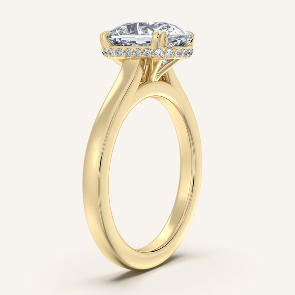 Cushion Double Claw Engagement Ring | 18k Yellow Gold