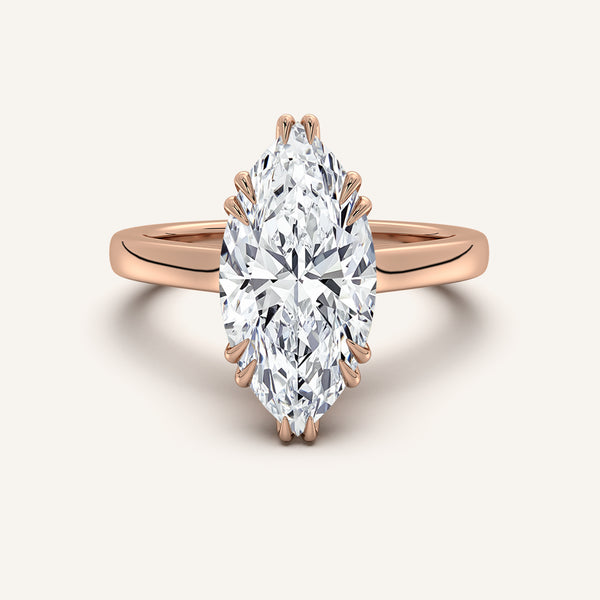 Double Claw Hidden Halo Engagement Ring | 14k Rose Gold