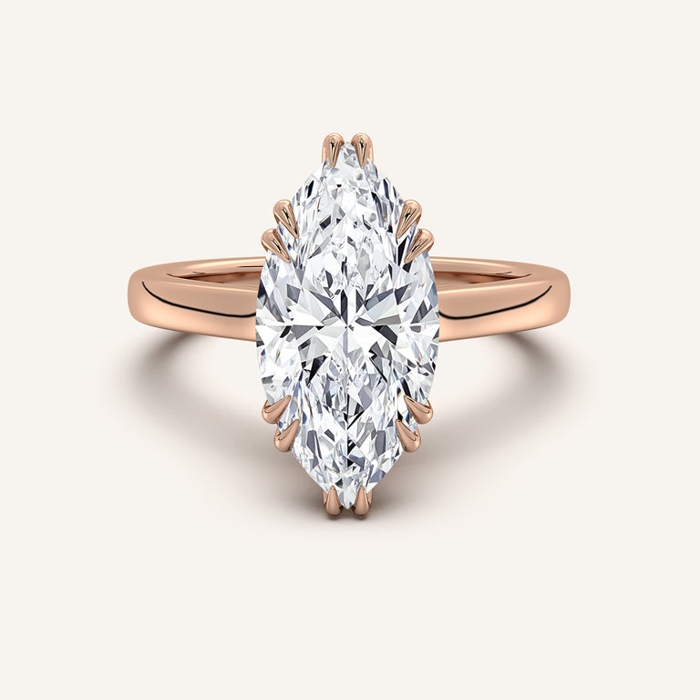 Image for Double Claw Hidden Halo Engagement Ring | 18k Rose Gold