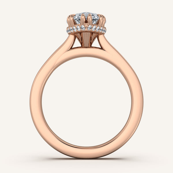 Double Claw Hidden Halo Engagement Ring | 14k Rose Gold