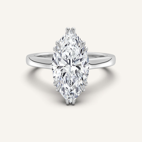 Double Claw Hidden Halo Engagement Ring | 14k White Gold
