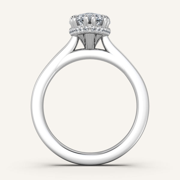 Double Claw Hidden Halo Engagement Ring | Platinum