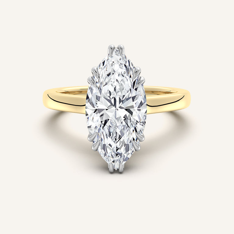 Image for Double Claw Hidden Halo Engagement Ring | 14k Two Tone