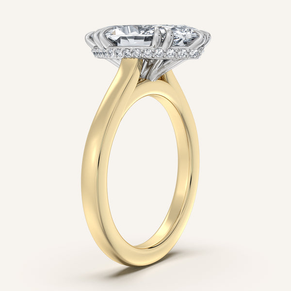 Marquise Double Claw Engagement Ring | 18k Two Tone